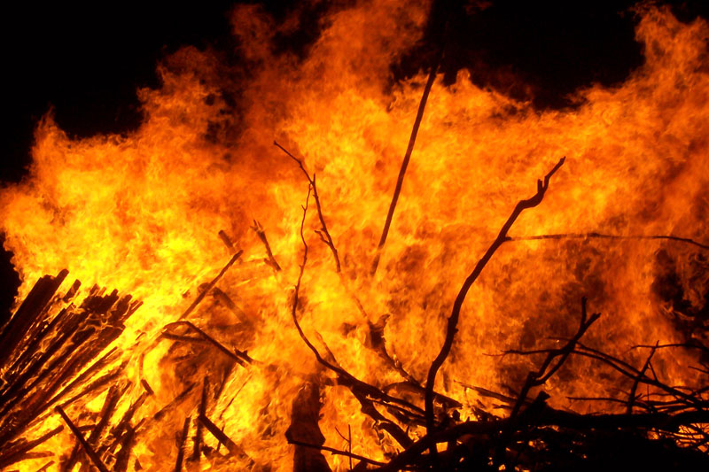 orange flames bonfire