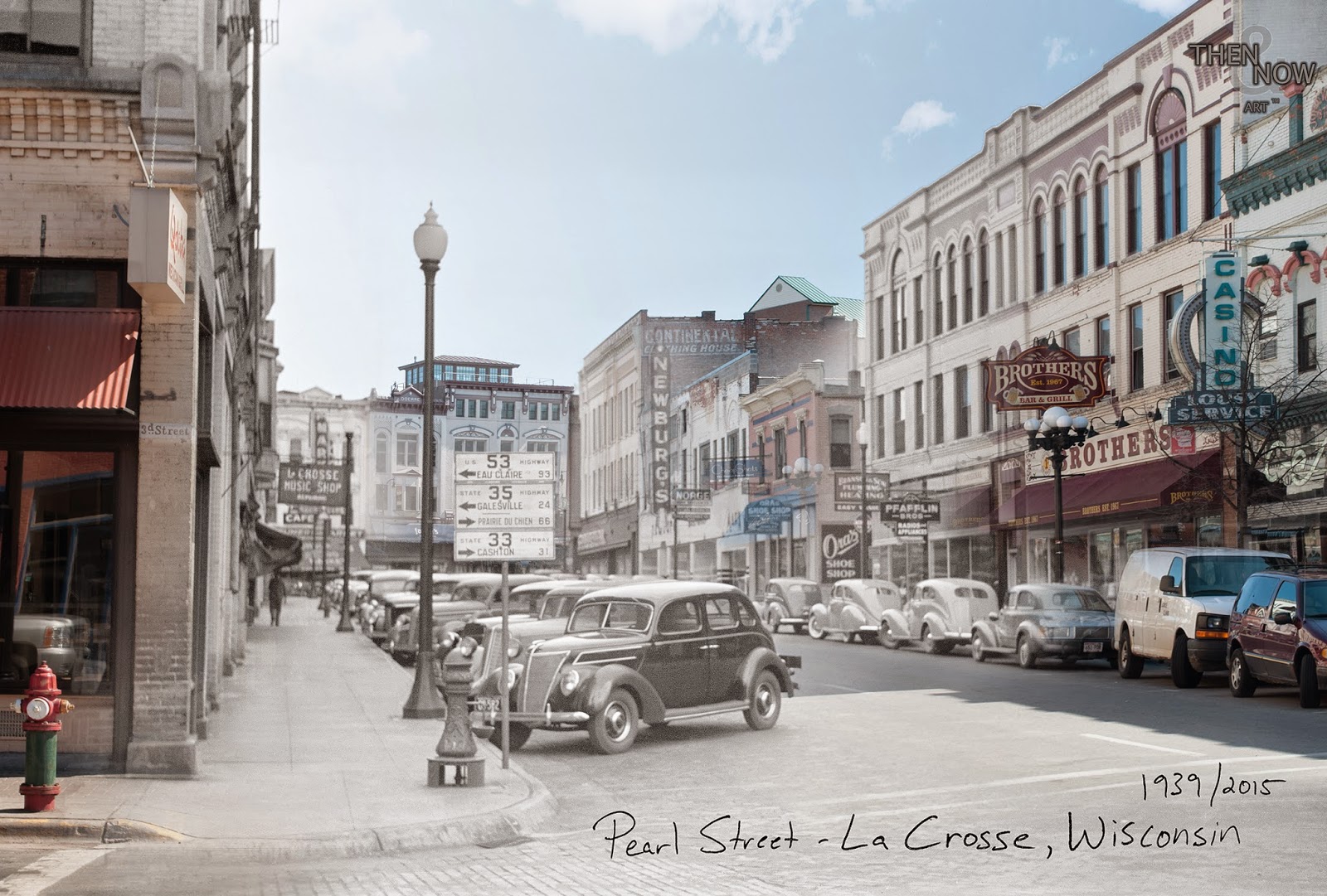 La Crosse, WI 1930s blended with 2015 ("Then & Now" blog)